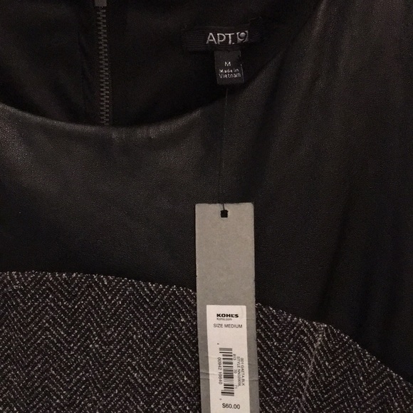 NWT Tweed Dress w/ faux leather bodice M - Picture 4 of 6